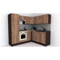 Bucatarie de Colt GENA NEW 7 DR. 180-210, Cu Corp de Cuptor, Wenge / Decor K004